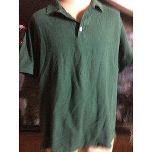 Crossings men's button up collared Hunter Green Short Sleeve Polo shirt  Sz XL